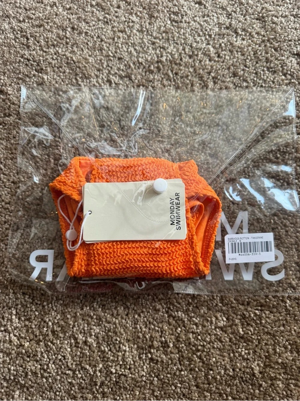 NWT Monday Swimwear Barbados Bottom Tangerine Crinkle